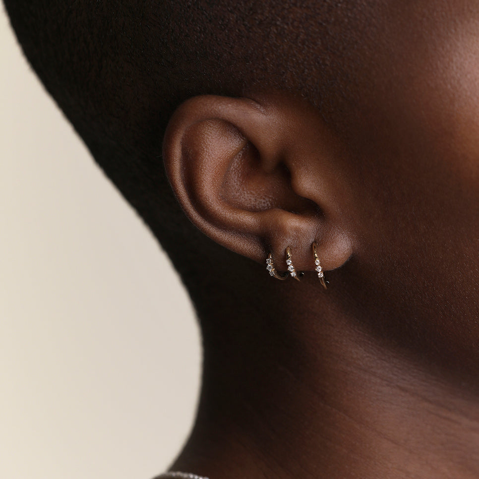 Diamond Triology Seamless Piercing Hoop in Solid Gold-Astrid & Miyu