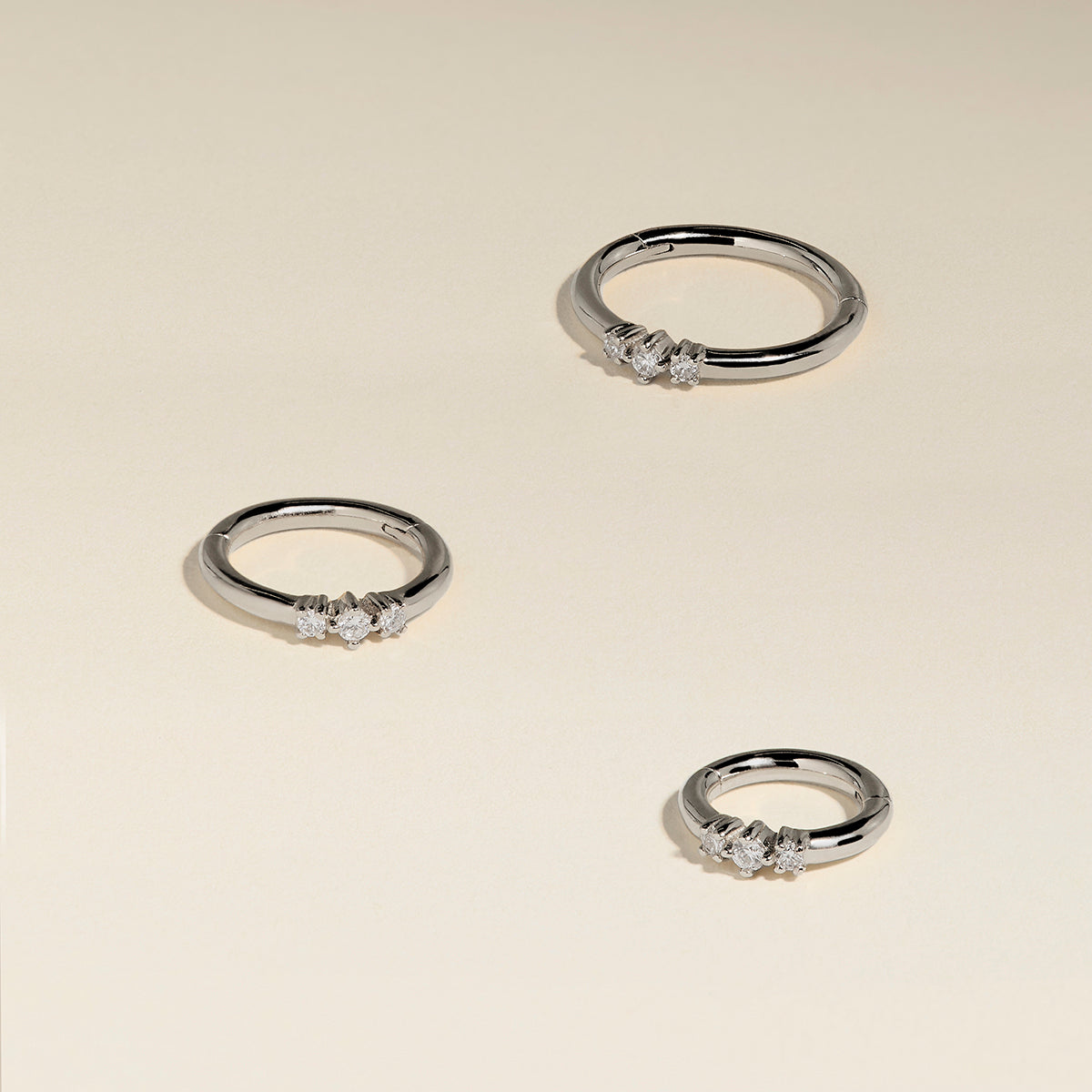 Diamond Triology Seamless Piercing Hoop in Solid White Gold-Astrid & Miyu