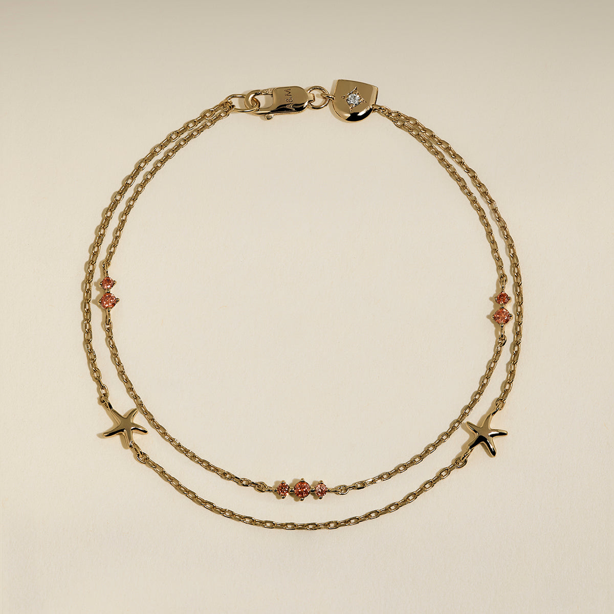 Starfish Double Chain Bracelet in Gold-Astrid & Miyu