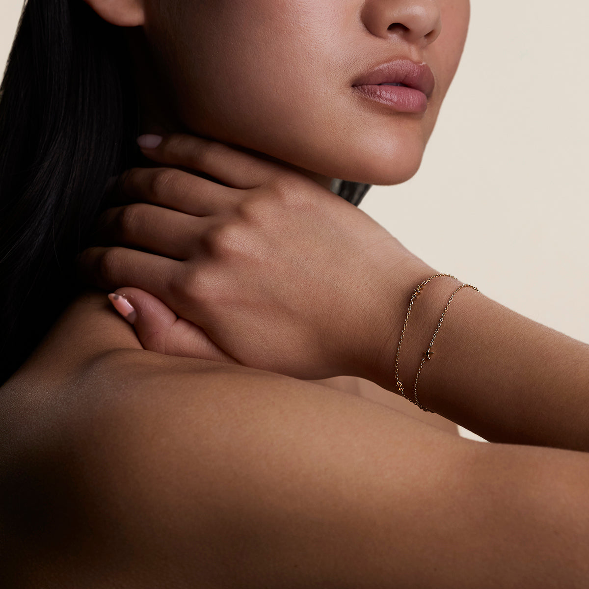 Starfish Double Chain Bracelet in Gold-Astrid & Miyu
