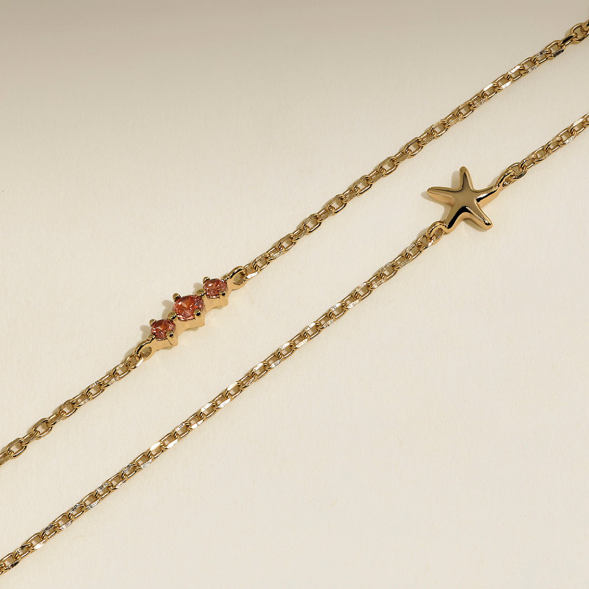 Starfish Double Chain Bracelet in Gold-Astrid & Miyu