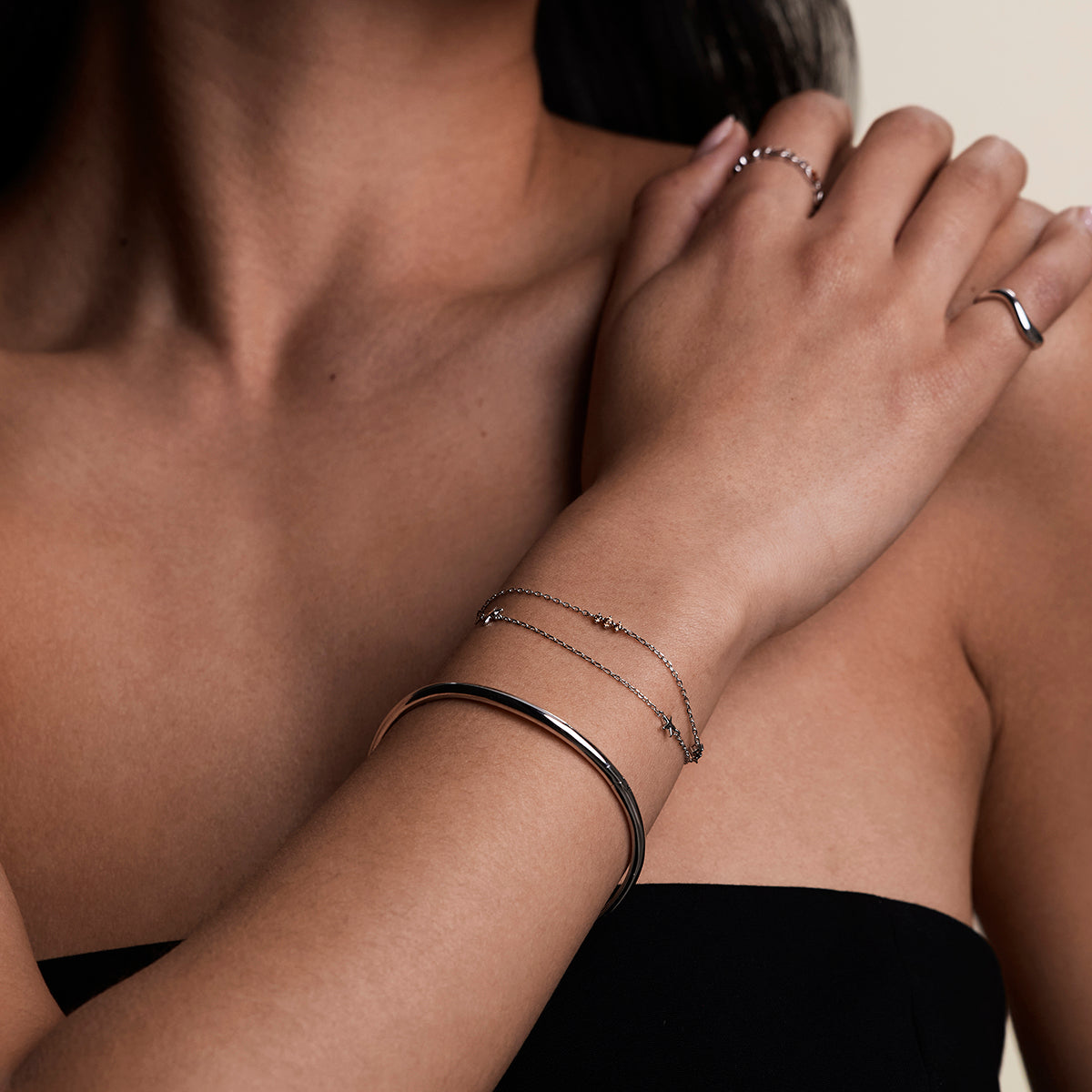 Starfish Double Chain Bracelet in Silver-Astrid & Miyu