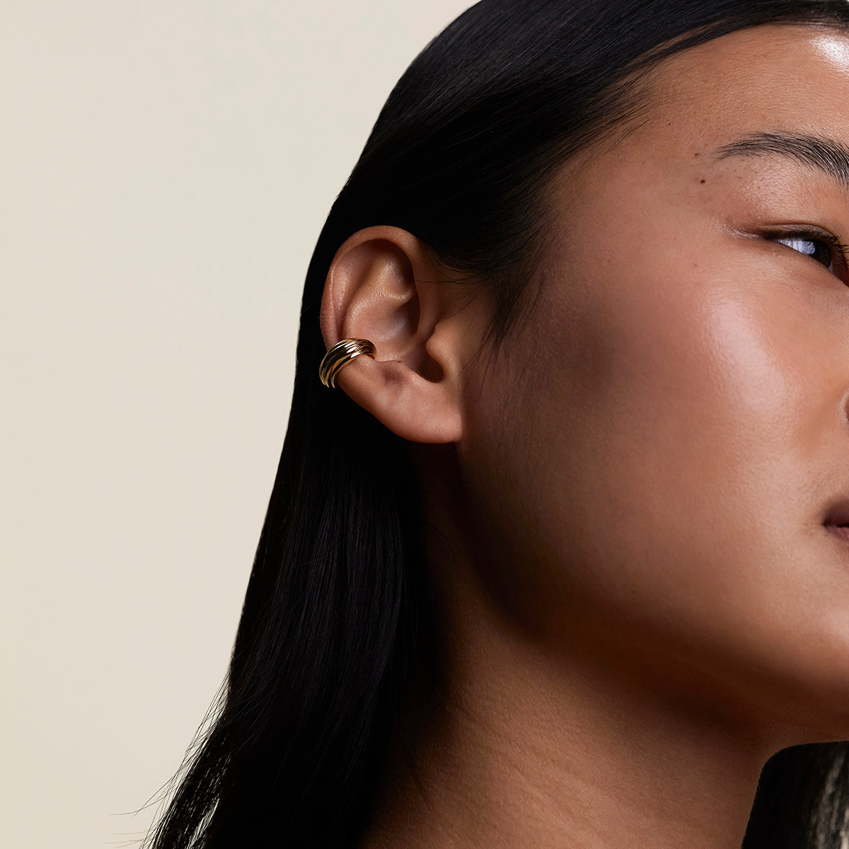 Ripple Wave Ear Cuff in Gold-Astrid & Miyu