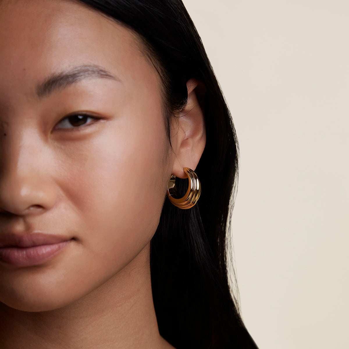 Ripple Wave Hoops in Gold-Astrid & Miyu