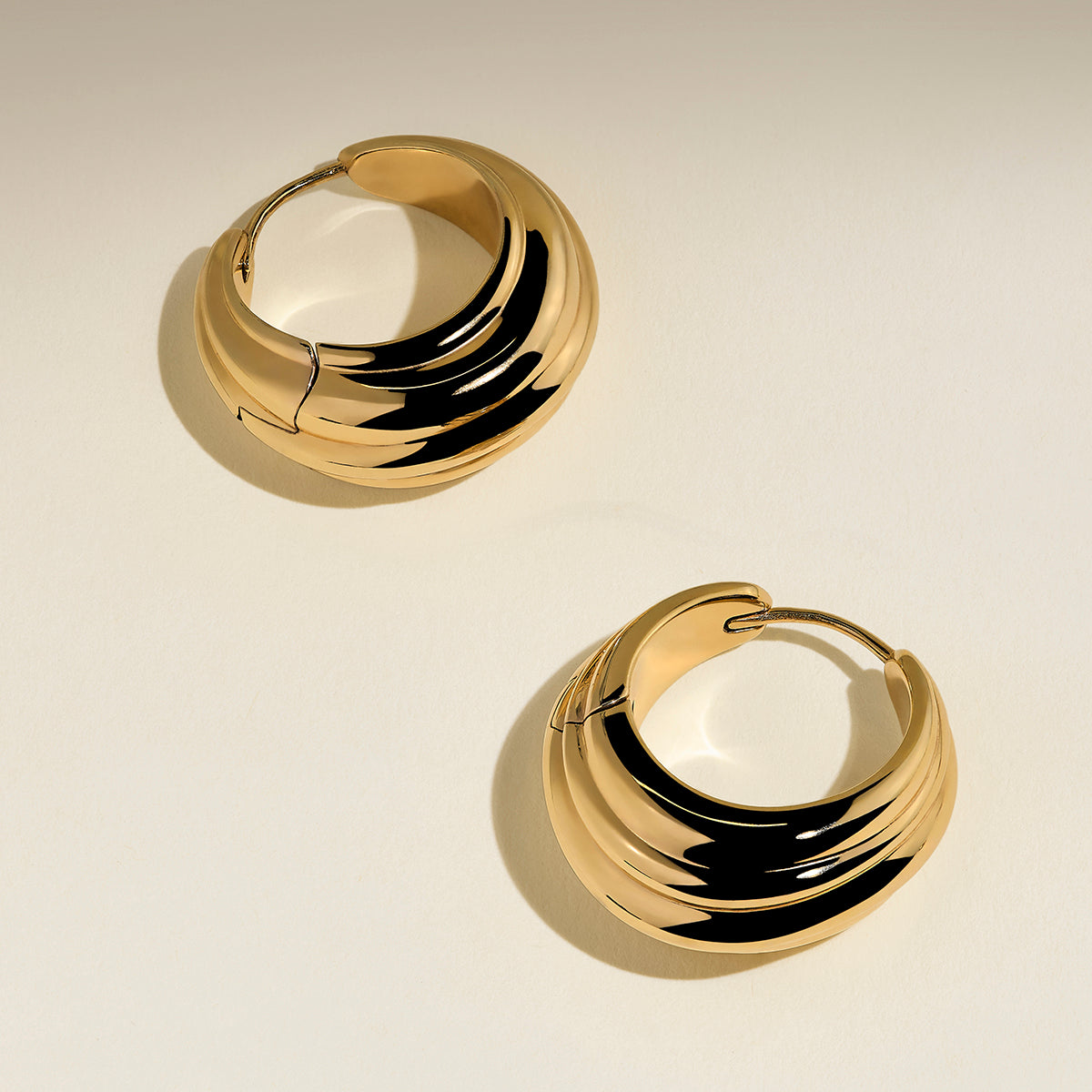 Ripple Wave Hoops in Gold-Astrid & Miyu