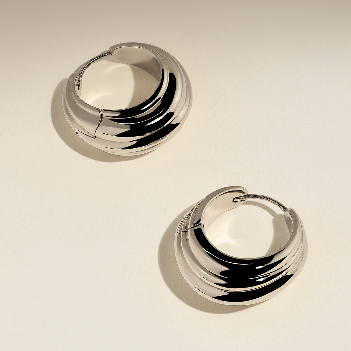 Ripple Wave Hoops in Silver-Astrid & Miyu