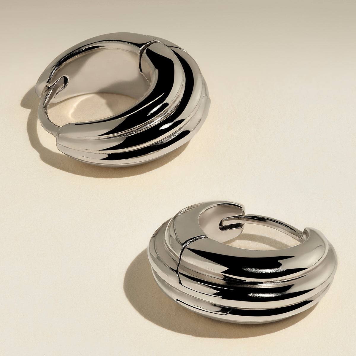 Ripple Wave Hoops in Silver-Astrid & Miyu