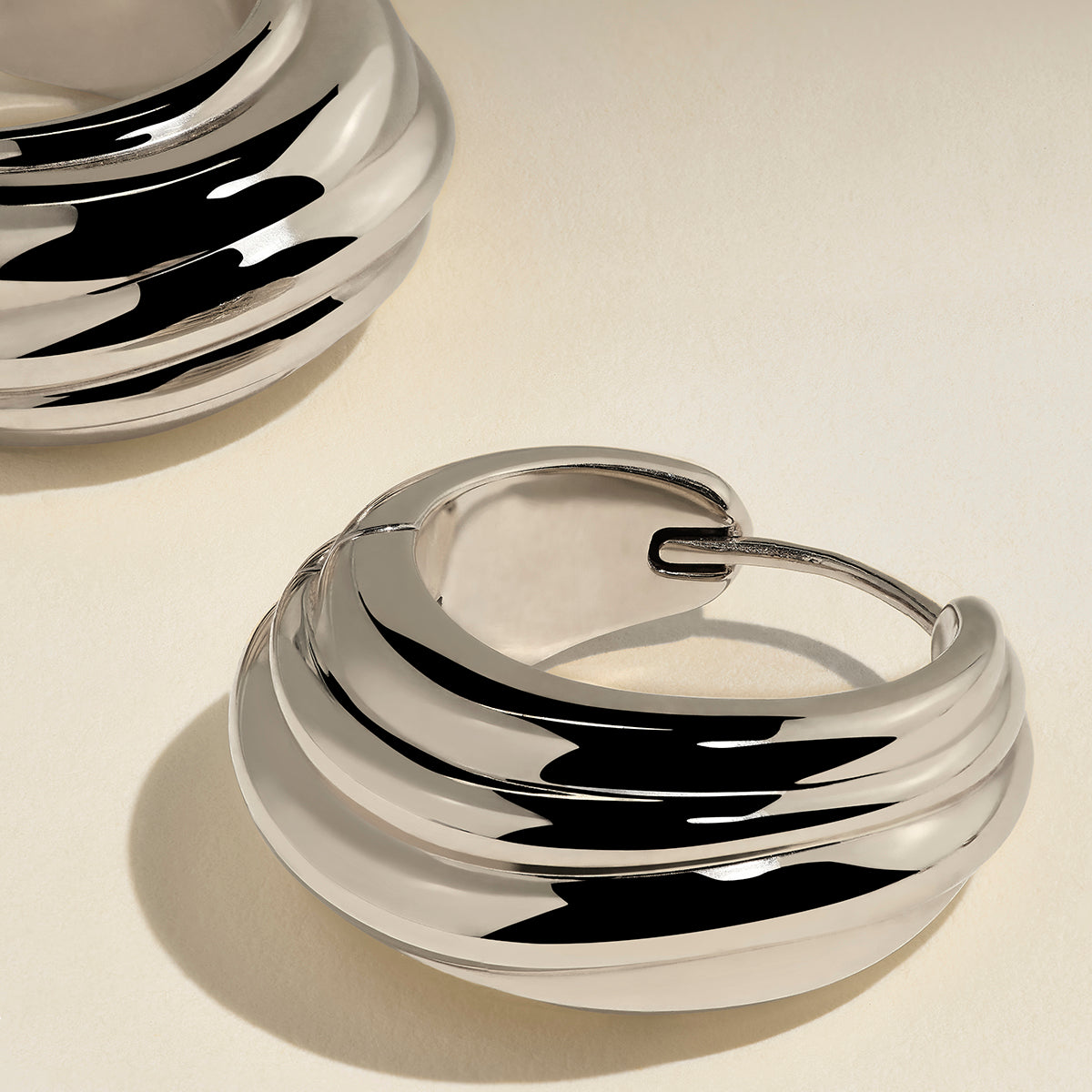 Ripple Wave Hoops in Silver-Astrid & Miyu