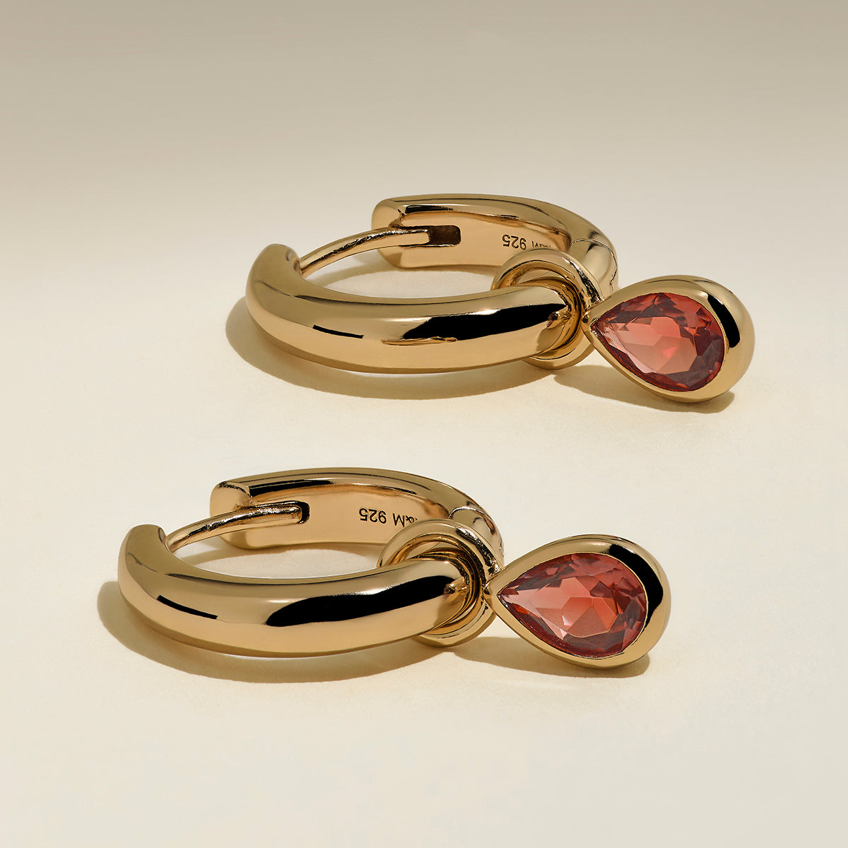 Sunset Pear Charm Hoops in Gold-Astrid & Miyu