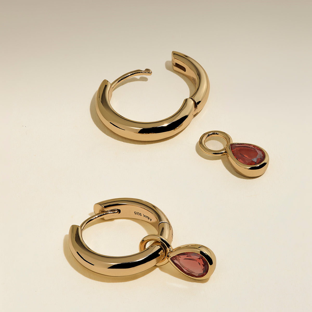 Sunset Pear Charm Hoops in Gold-Astrid & Miyu