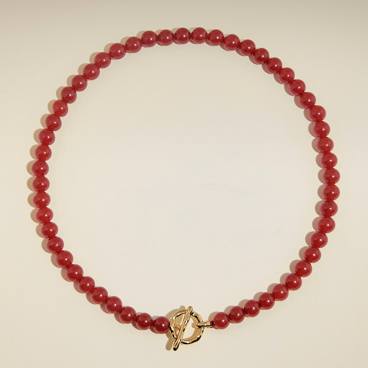 Sunset Red Beaded Necklace in Gold-Astrid & Miyu