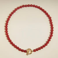 Sunset Red Beaded Necklace in Gold-Astrid & Miyu