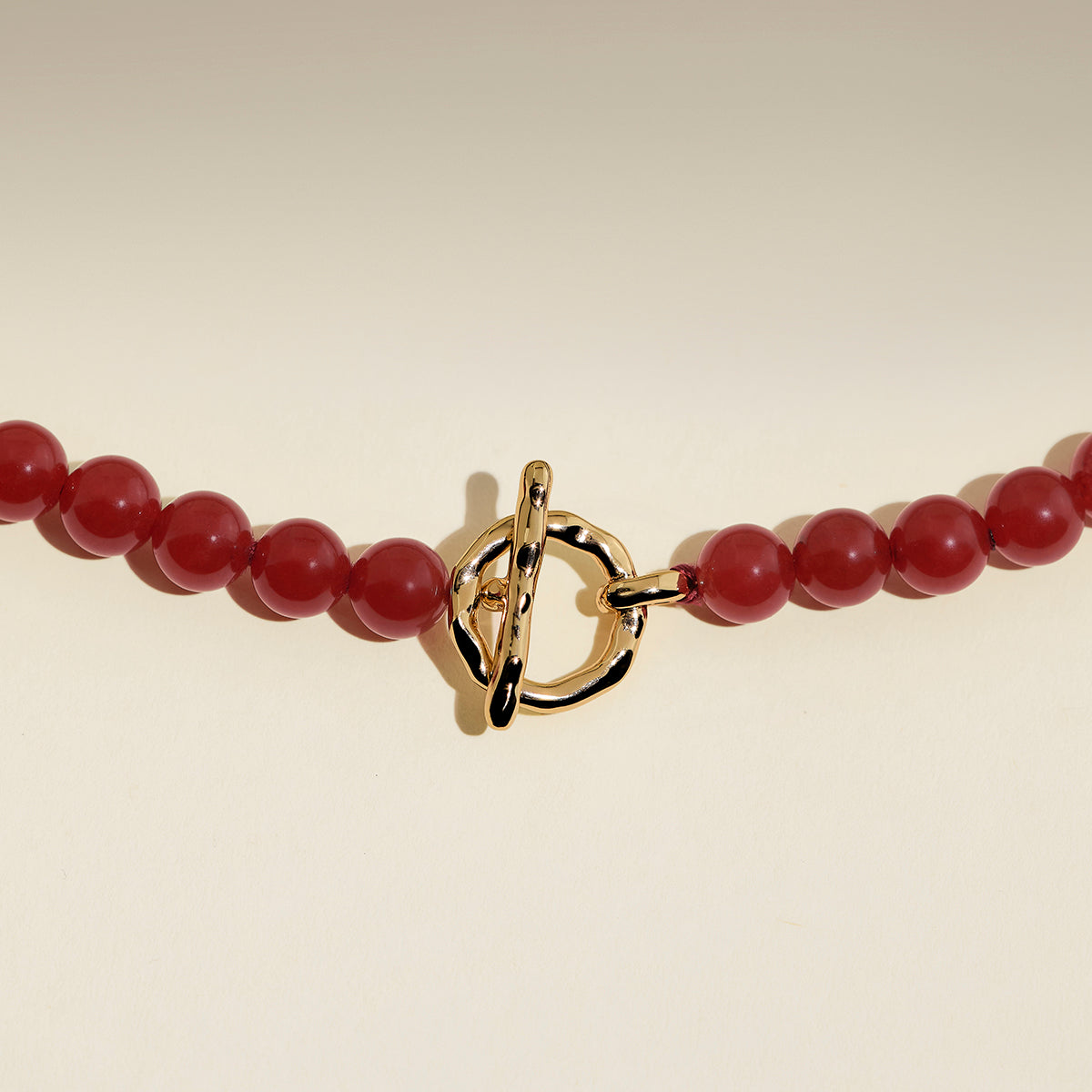 Sunset Red Beaded Necklace in Gold-Astrid & Miyu