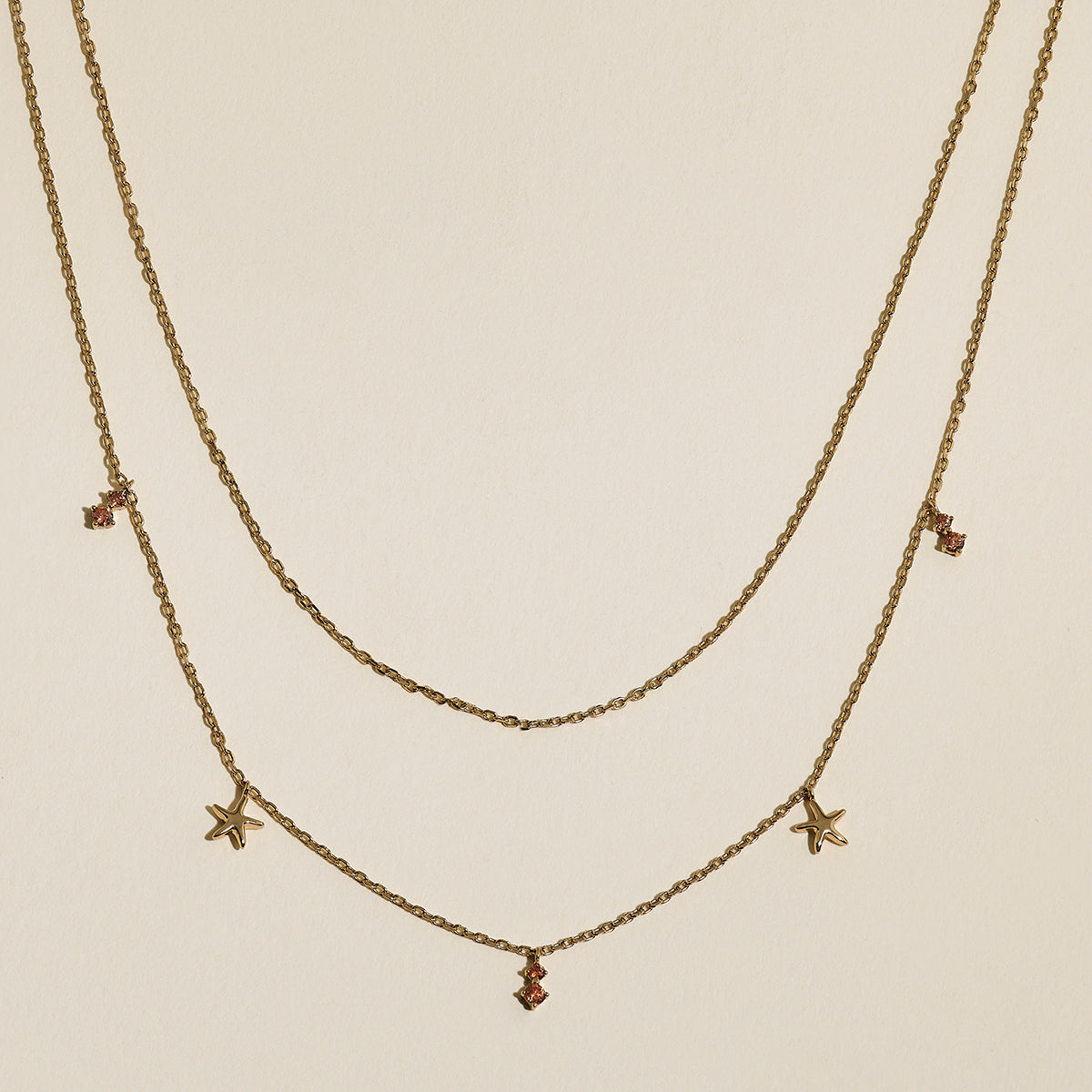 Starfish Double Chain Necklace in Gold-Astrid & Miyu