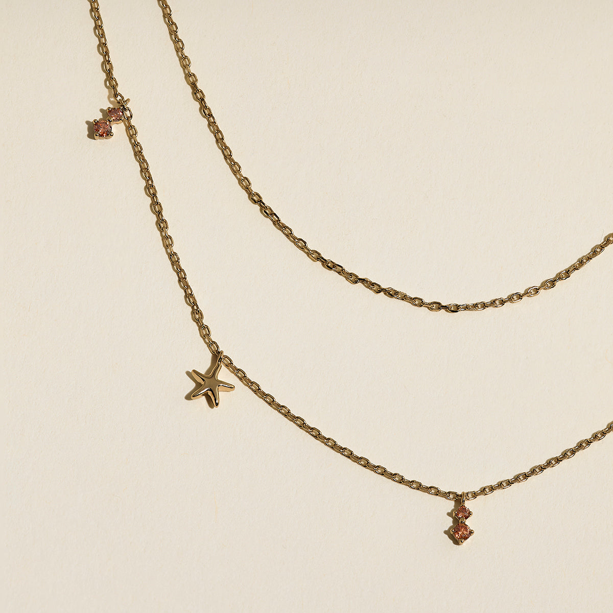 Starfish Double Chain Necklace in Gold-Astrid & Miyu