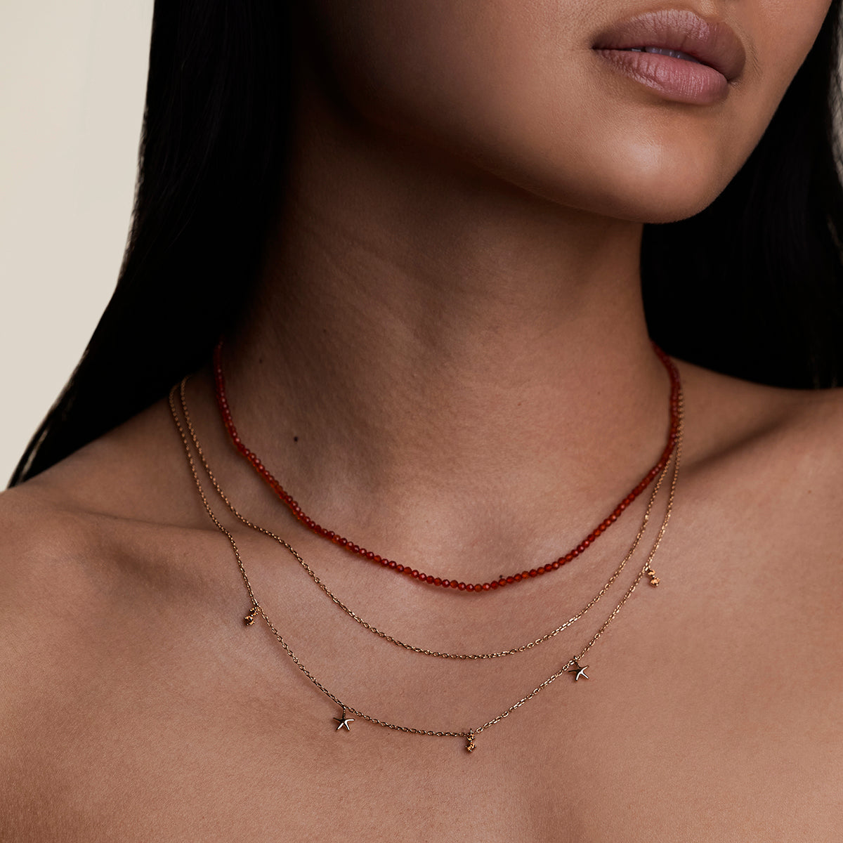 Starfish Double Chain Necklace in Gold-Astrid & Miyu