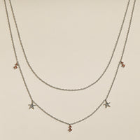 Starfish Double Chain Necklace in Silver-Astrid & Miyu
