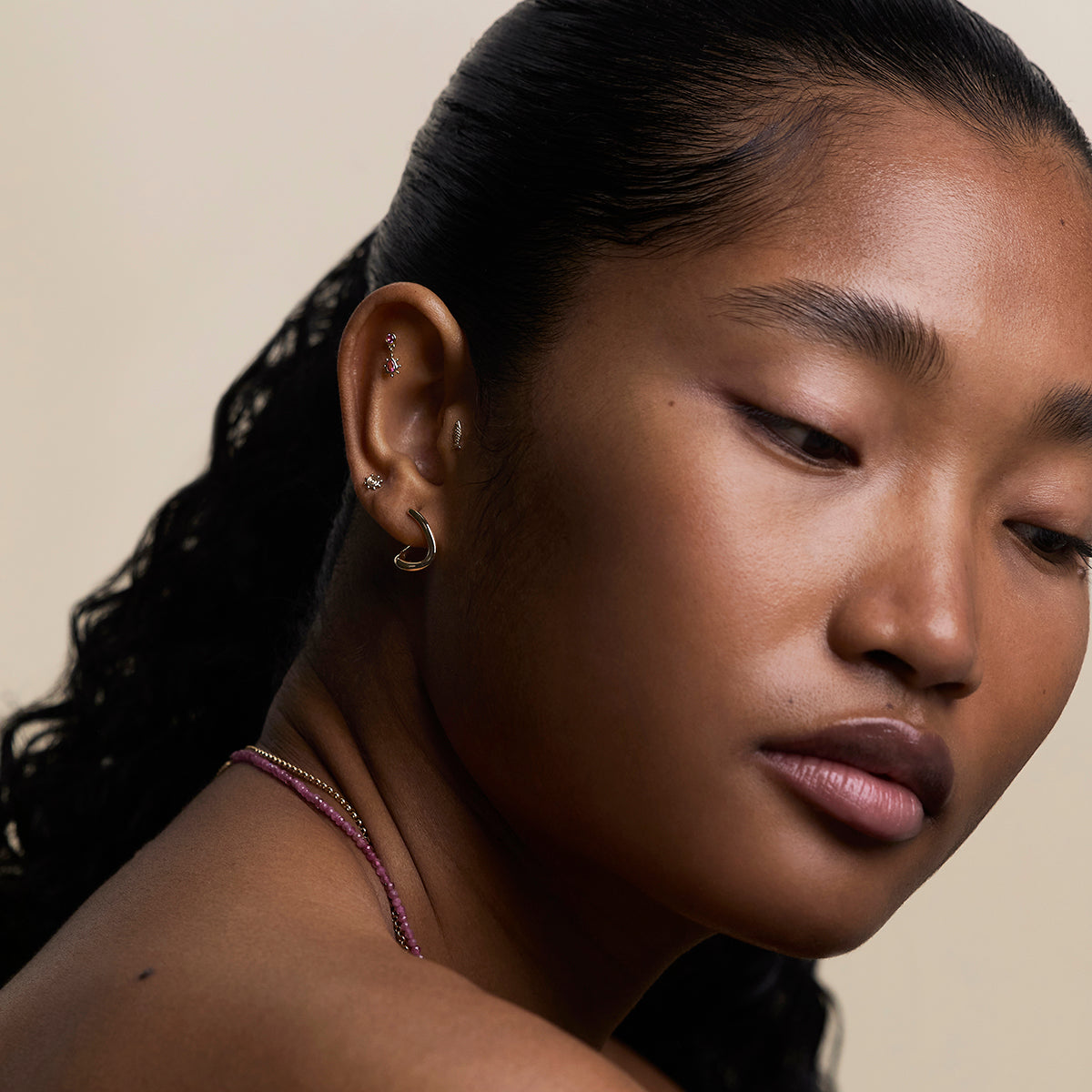 Fish Piercing Stud in Solid Gold-Astrid & Miyu
