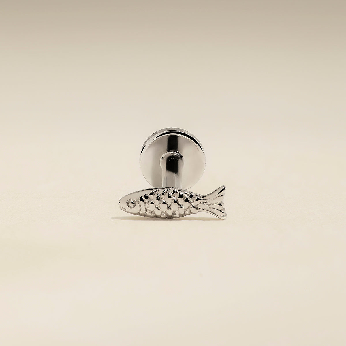 Fish Piercing Stud in Solid White Gold-Astrid & Miyu