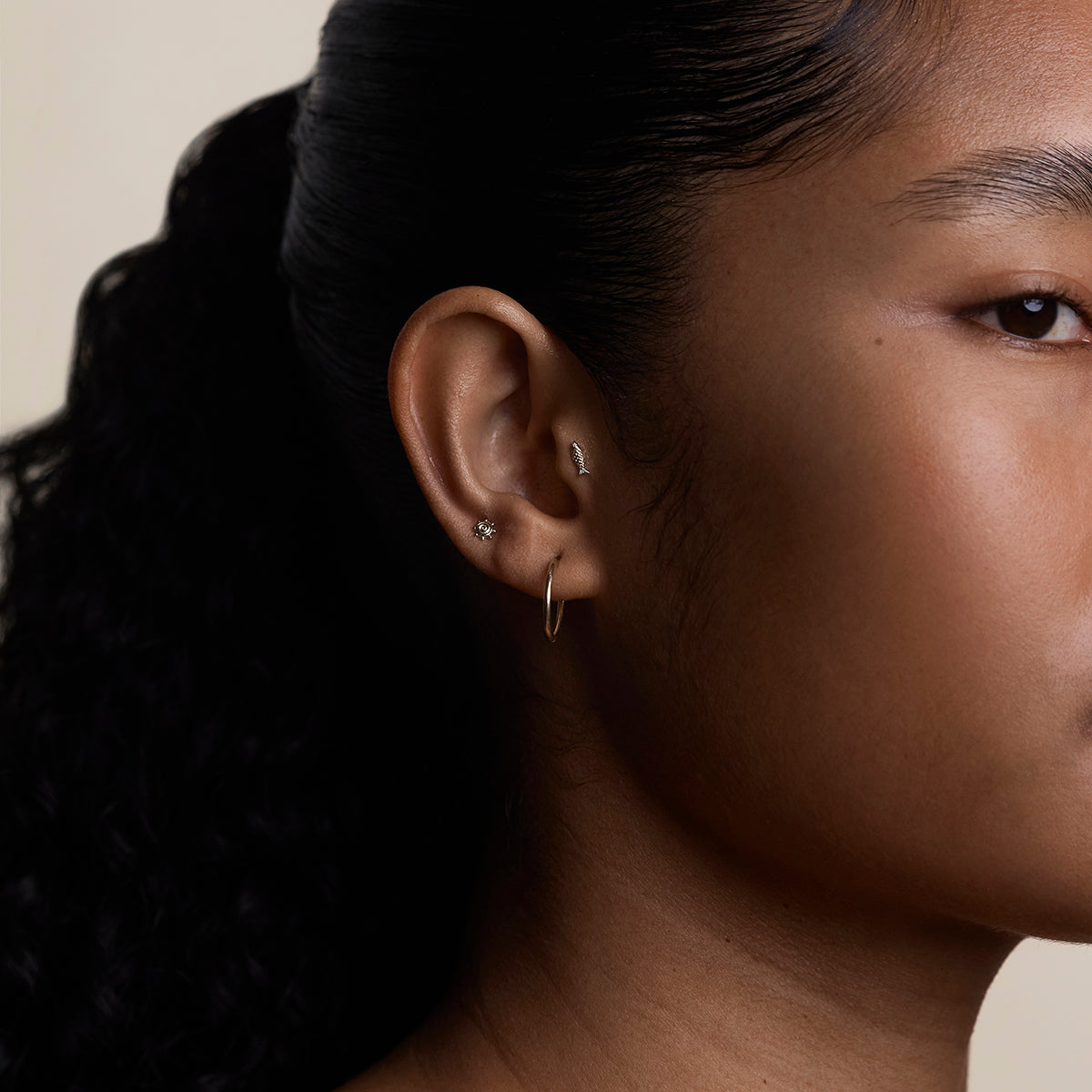 Solstice Piercing Stud in Solid Gold-Astrid & Miyu