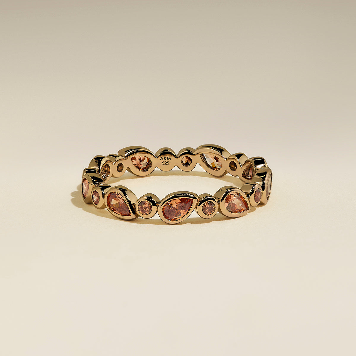 Sunset Pear Band Ring in Gold-Astrid & Miyu