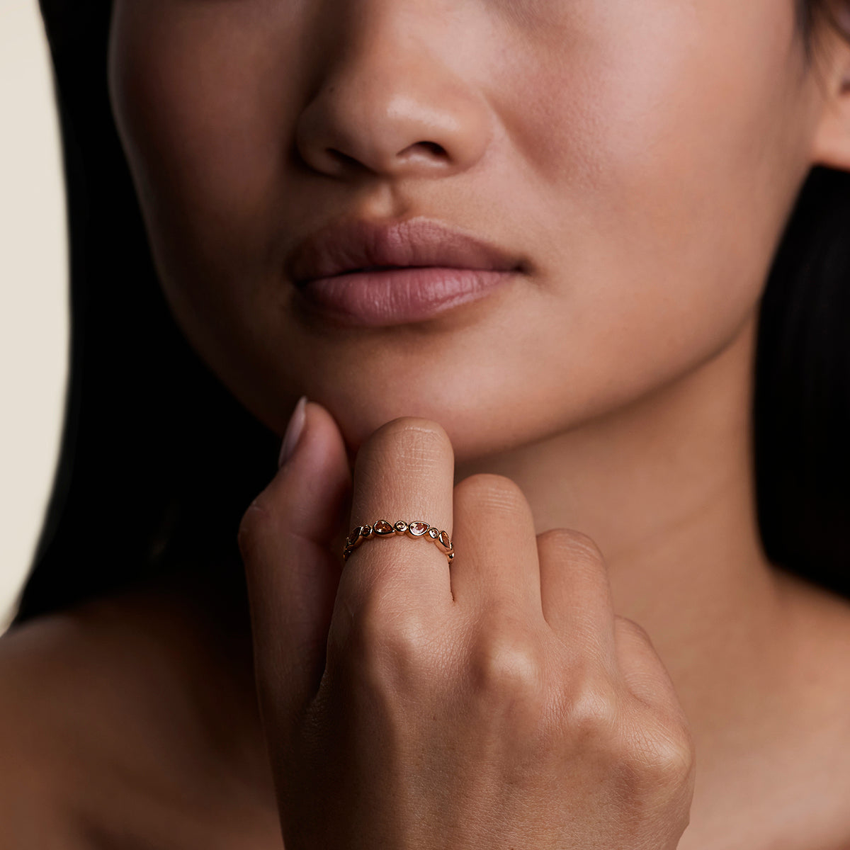 Sunset Pear Band Ring in Gold-Astrid & Miyu