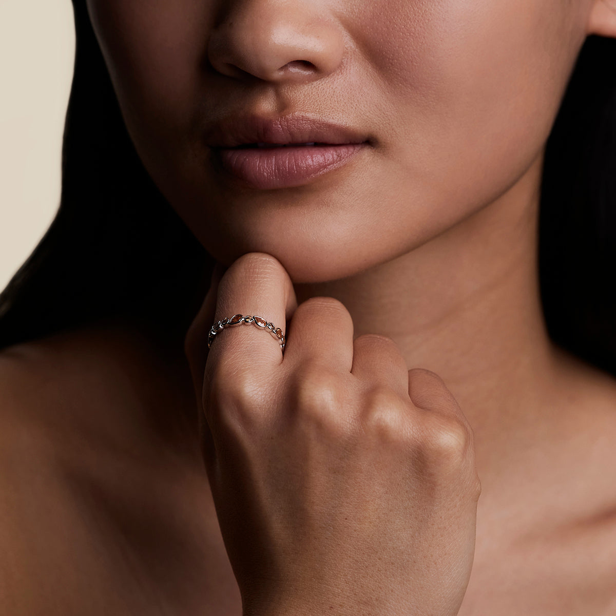 Sunset Pear Band Ring in Silver-Astrid & Miyu
