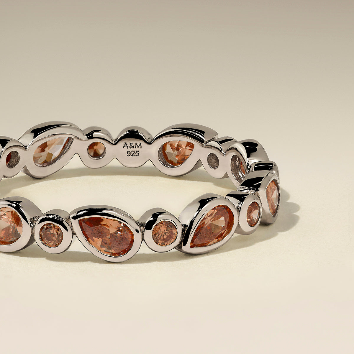 Sunset Pear Band Ring in Silver-Astrid & Miyu
