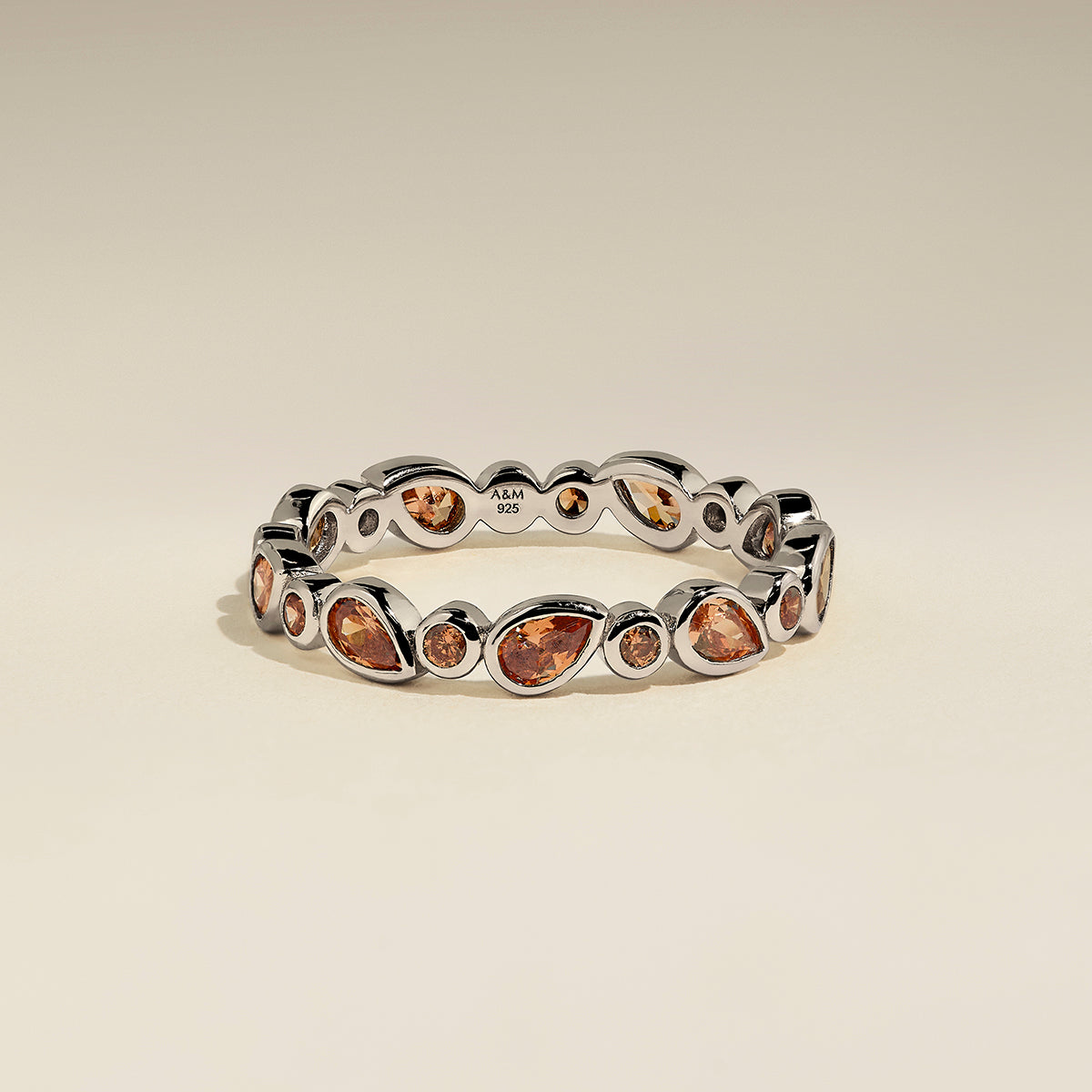 Sunset Pear Band Ring in Silver-Astrid & Miyu