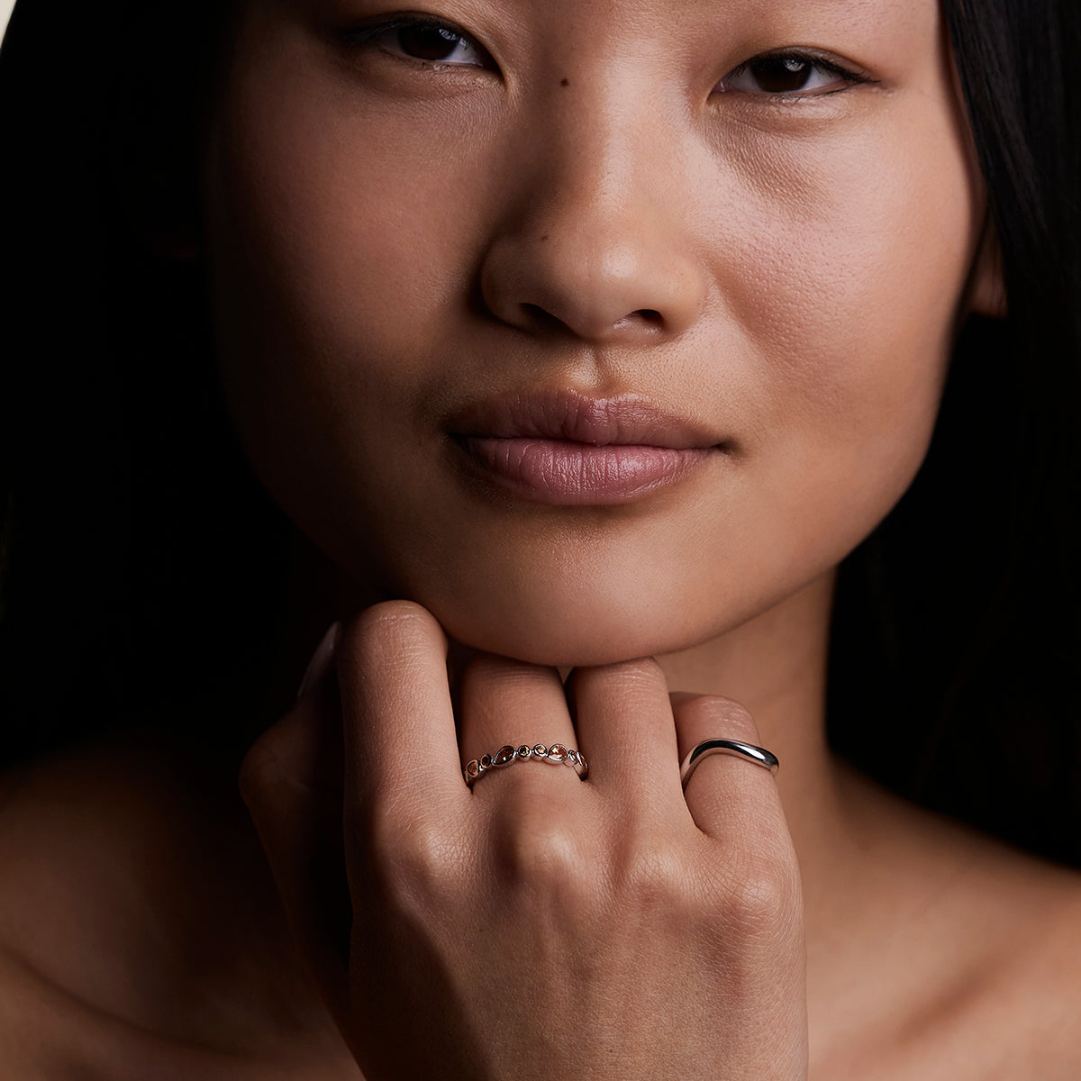 Sunset Pear Band Ring in Silver-Astrid & Miyu