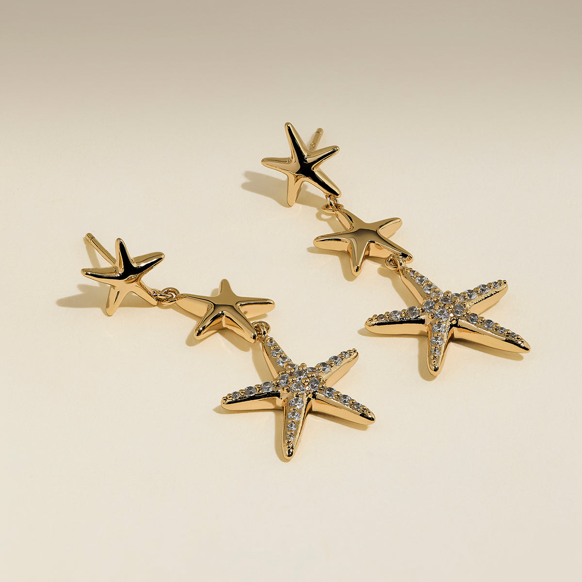 Starfish Drop Studs in Gold-Astrid & Miyu
