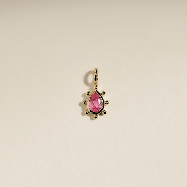 Pink Sapphire Beaded Charm 9k Gold-Astrid & Miyu