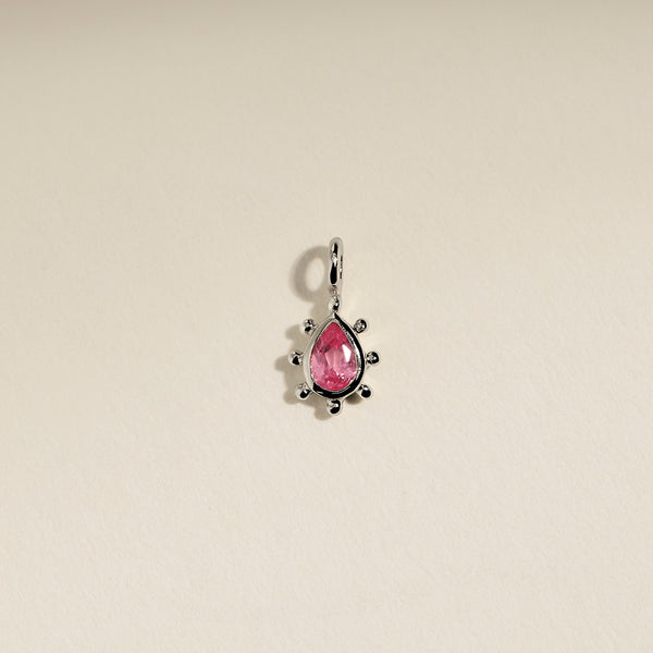 Pink Sapphire Beaded Charm 9k White Gold-Astrid & Miyu