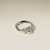 Diamond & Green Sapphire Pear Daith Hoop in Solid White Gold-Astrid & Miyu