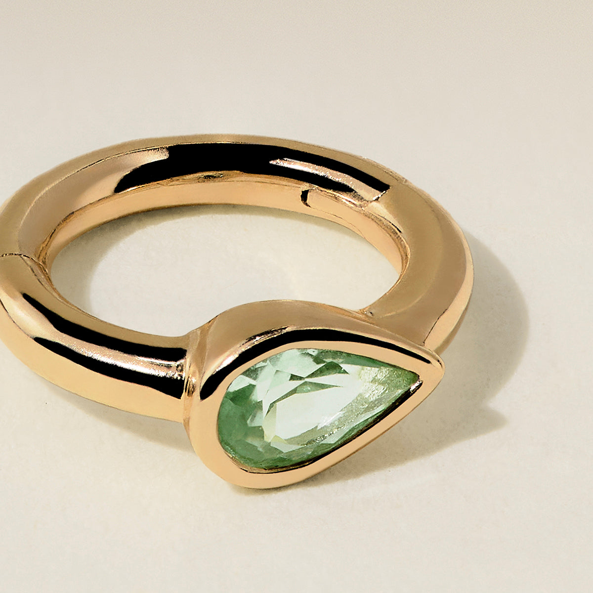 Green Sapphire Pear Seamless Piercing Hoop in Solid Gold-Astrid & Miyu