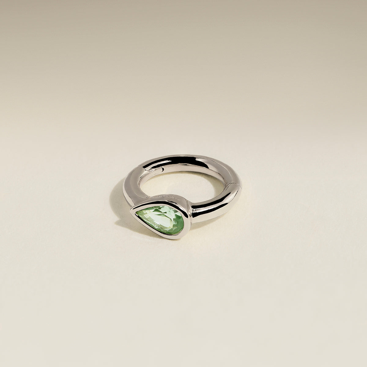 Green Sapphire Pear Seamless Piercing Hoop in Solid White Gold-Astrid & Miyu