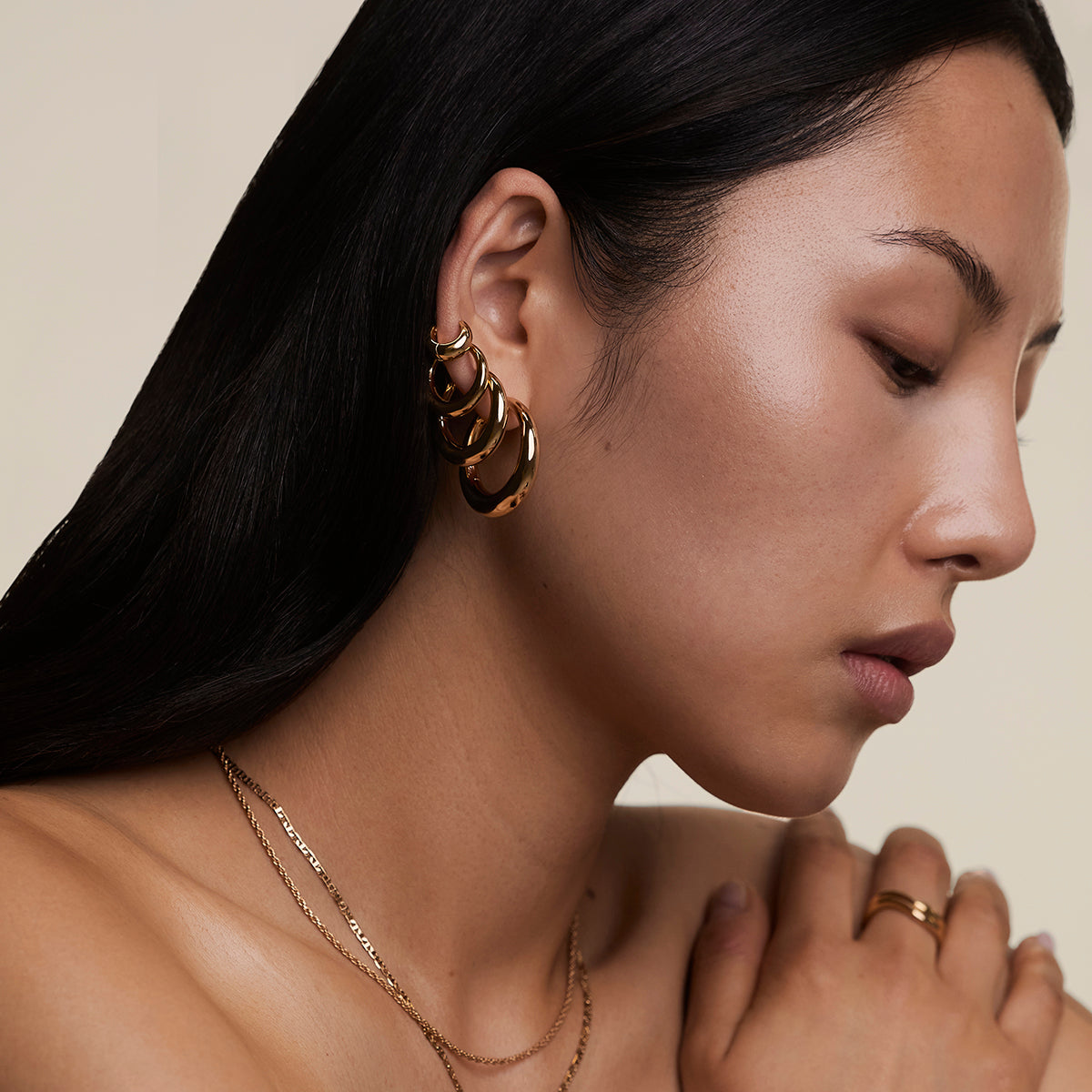 Dome XL Hoops in Gold-Astrid & Miyu