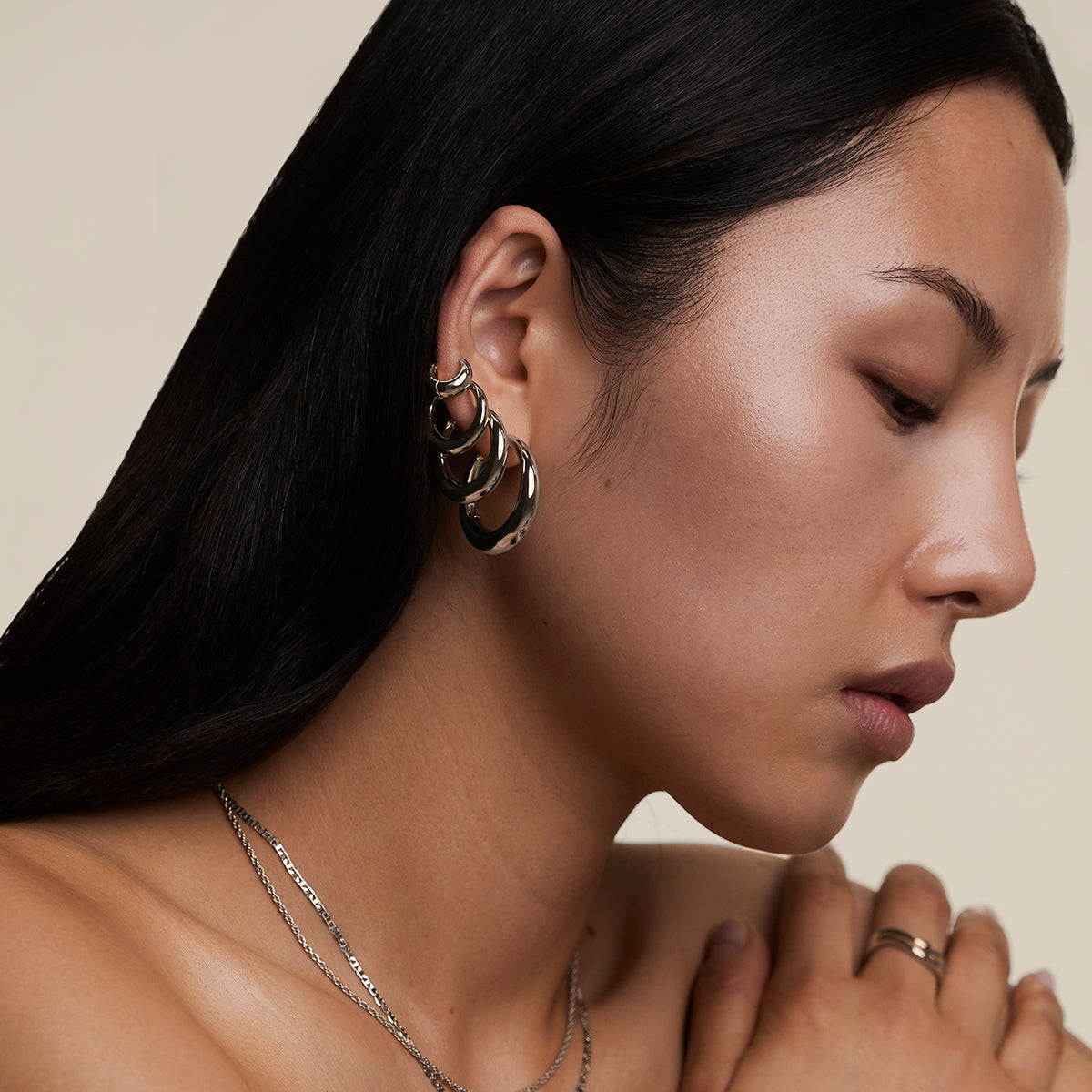 Dome XL Hoops in Silver-Astrid & Miyu