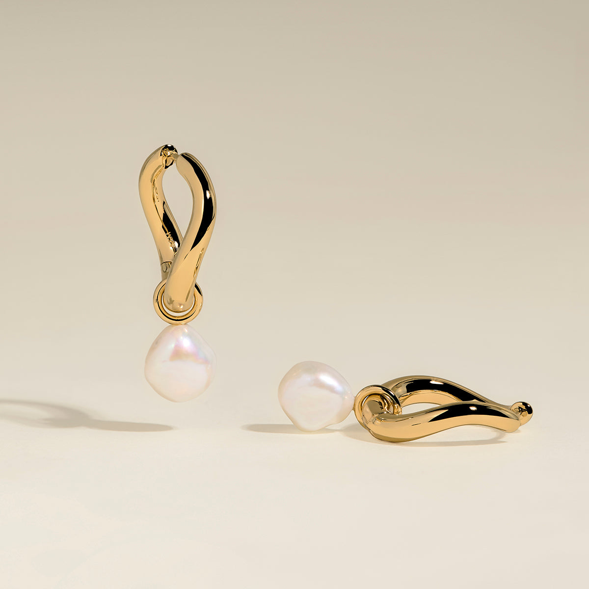 Serenity Pearl Charm XL Hoops in Gold-Astrid & Miyu