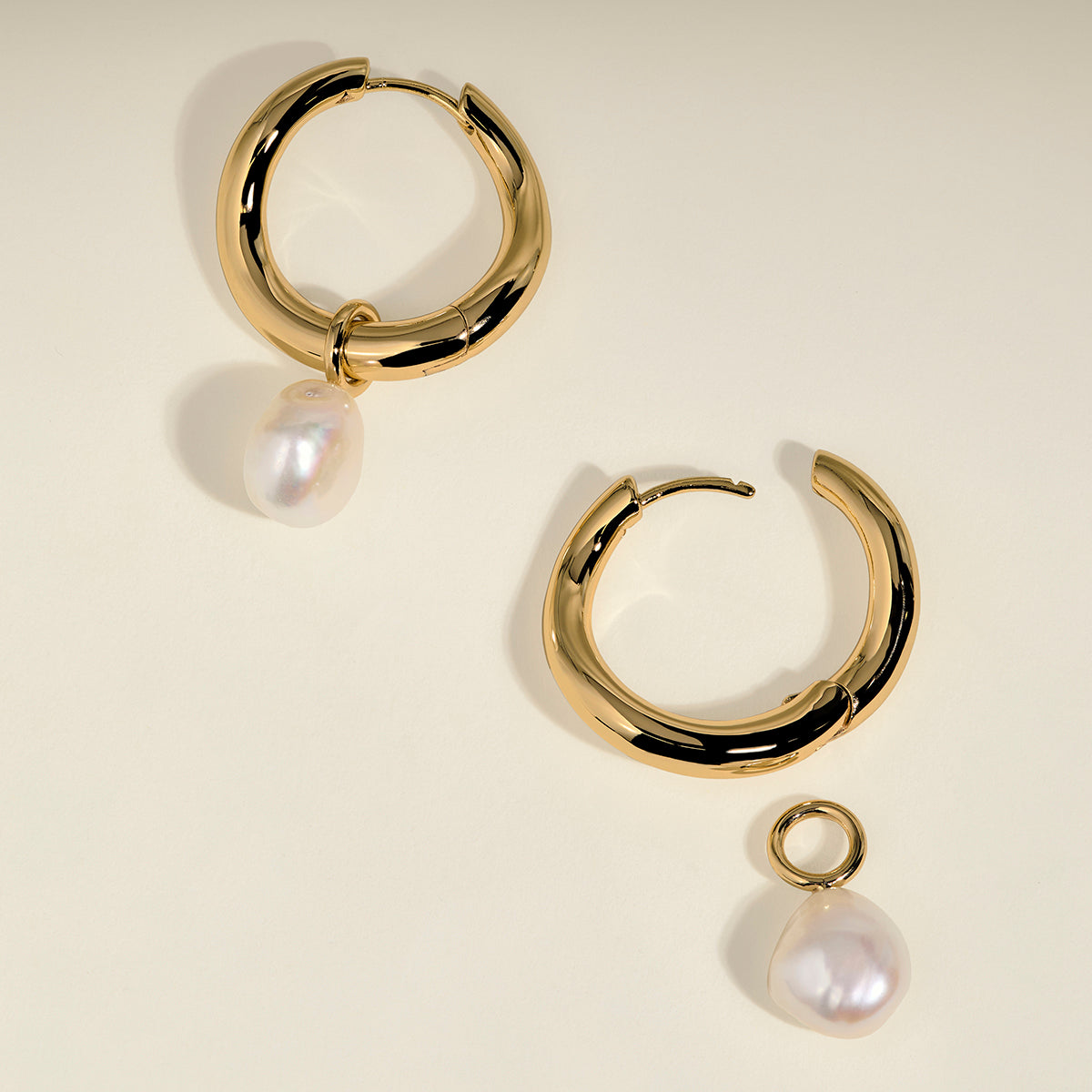 Serenity Pearl Charm XL Hoops in Gold-Astrid & Miyu