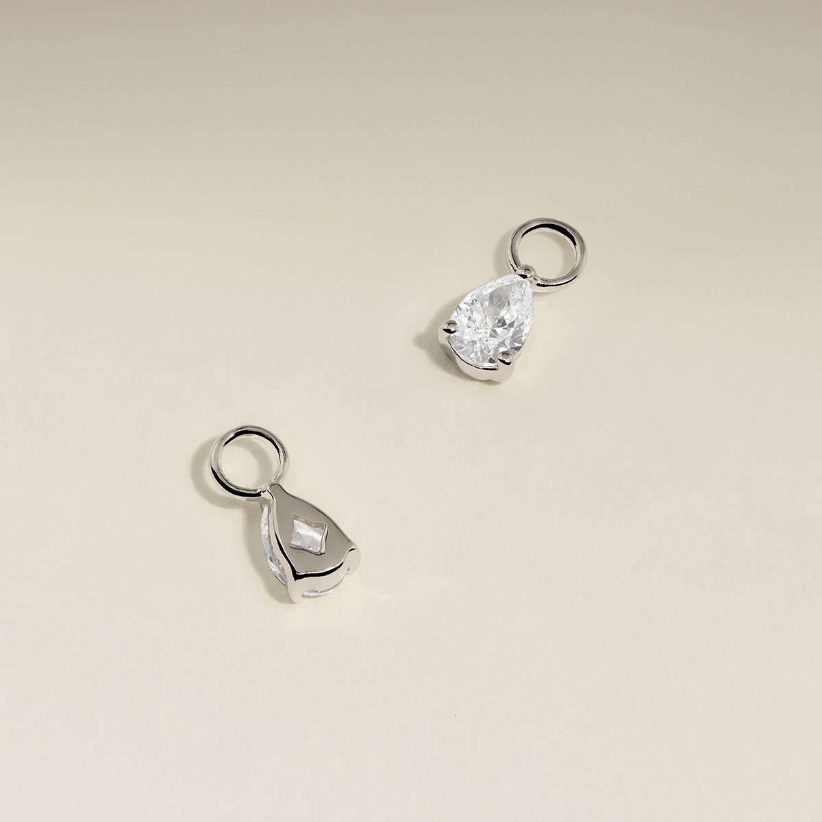 Diamond April Earring Charm in Solid White Gold-Astrid & Miyu