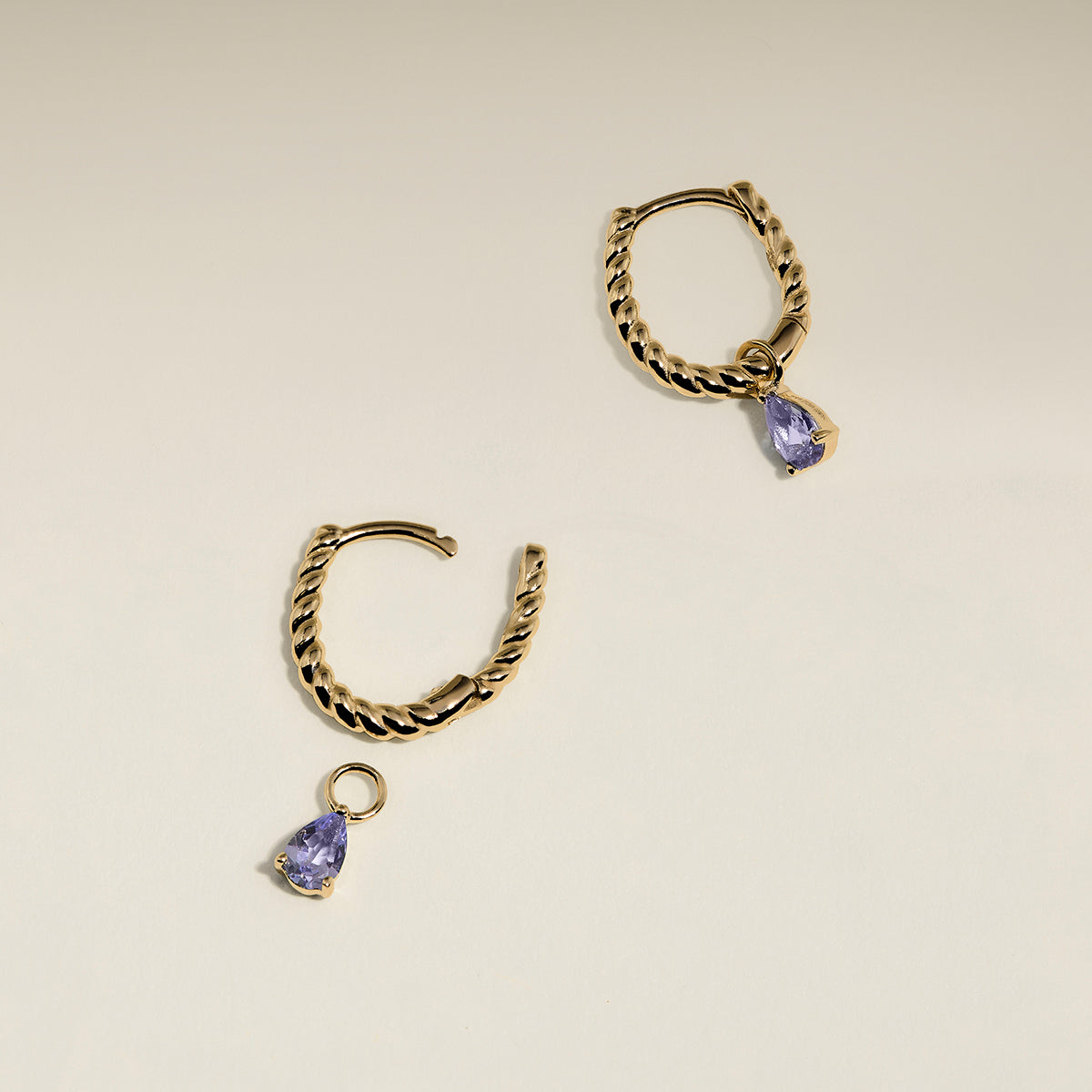 Tanzanite December Earring Charm in Solid Gold-Astrid & Miyu
