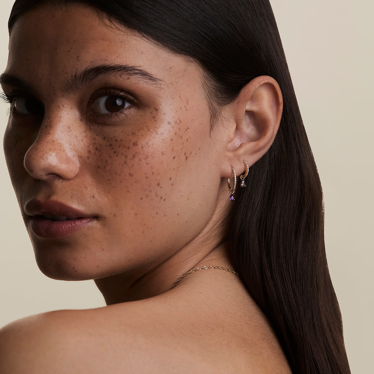 Amethyst February Earring Charm in Solid Gold-Astrid & Miyu