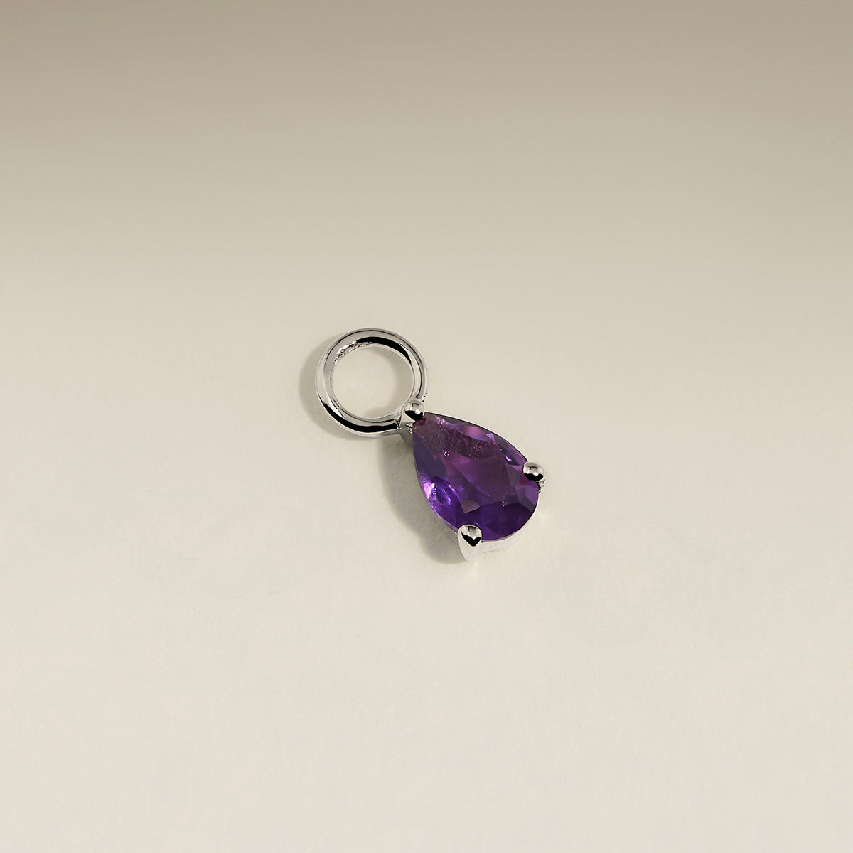 Amethyst February Earring Charm in Solid White Gold-Astrid & Miyu