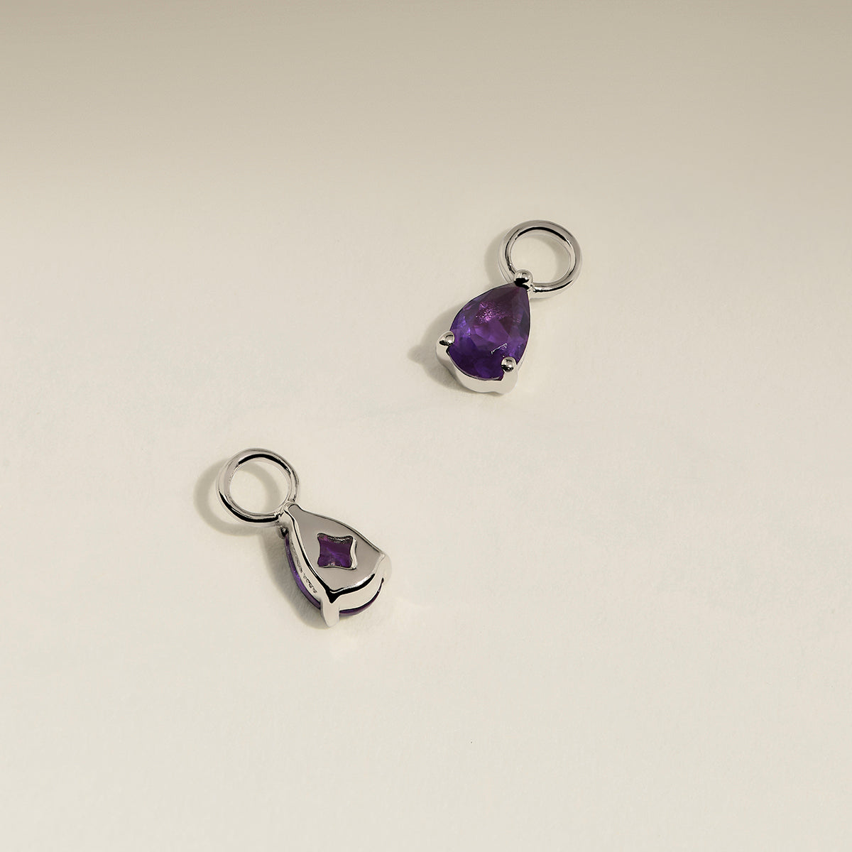 Amethyst February Earring Charm in Solid White Gold-Astrid & Miyu