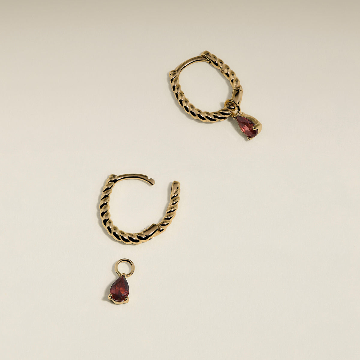 Garnet January Earring Charm in Solid Gold-Astrid & Miyu