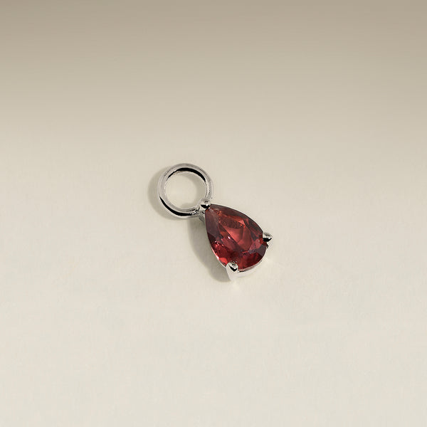 Garnet January Earring Charm in Solid White Gold-Astrid & Miyu