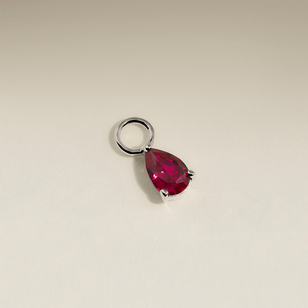 Ruby July Earring Charm in Solid White Gold-Astrid & Miyu