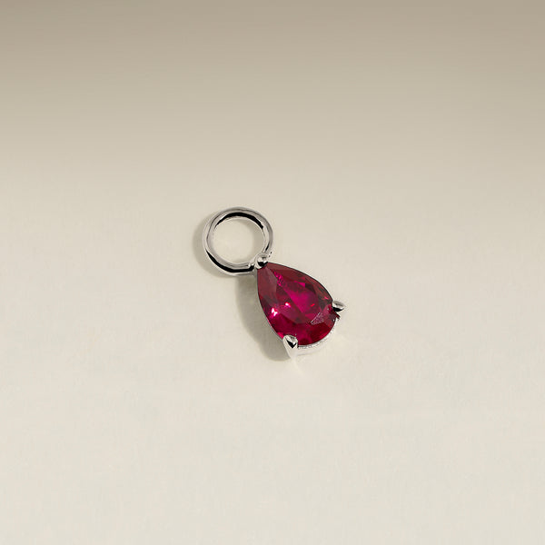 Ruby July Earring Charm in Solid White Gold-Astrid & Miyu