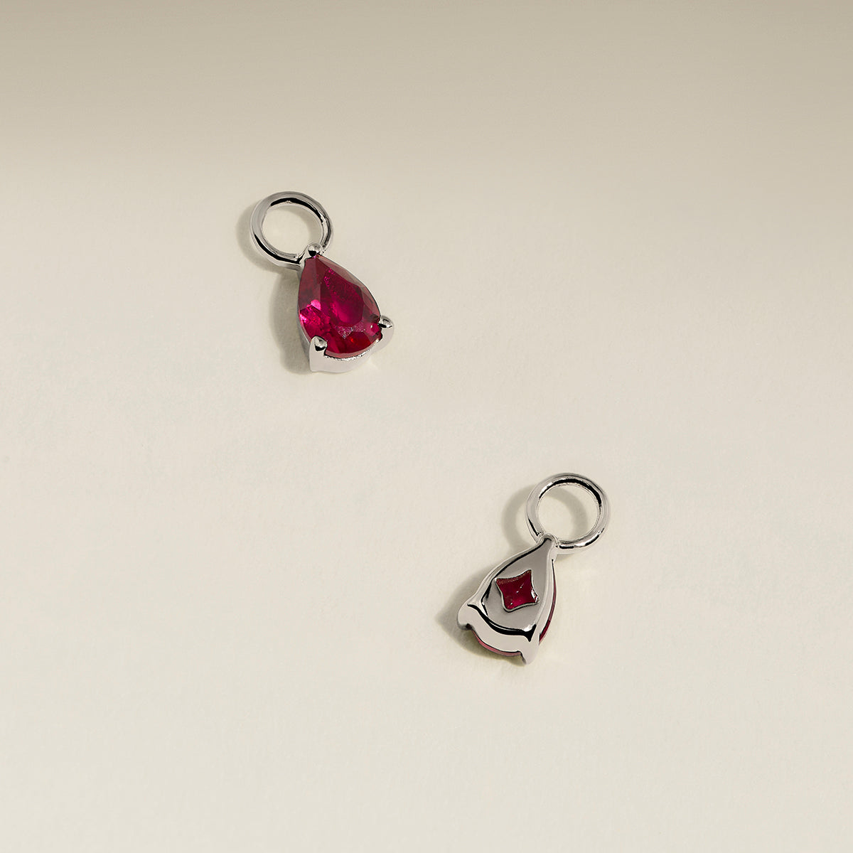 Ruby July Earring Charm in Solid White Gold-Astrid & Miyu